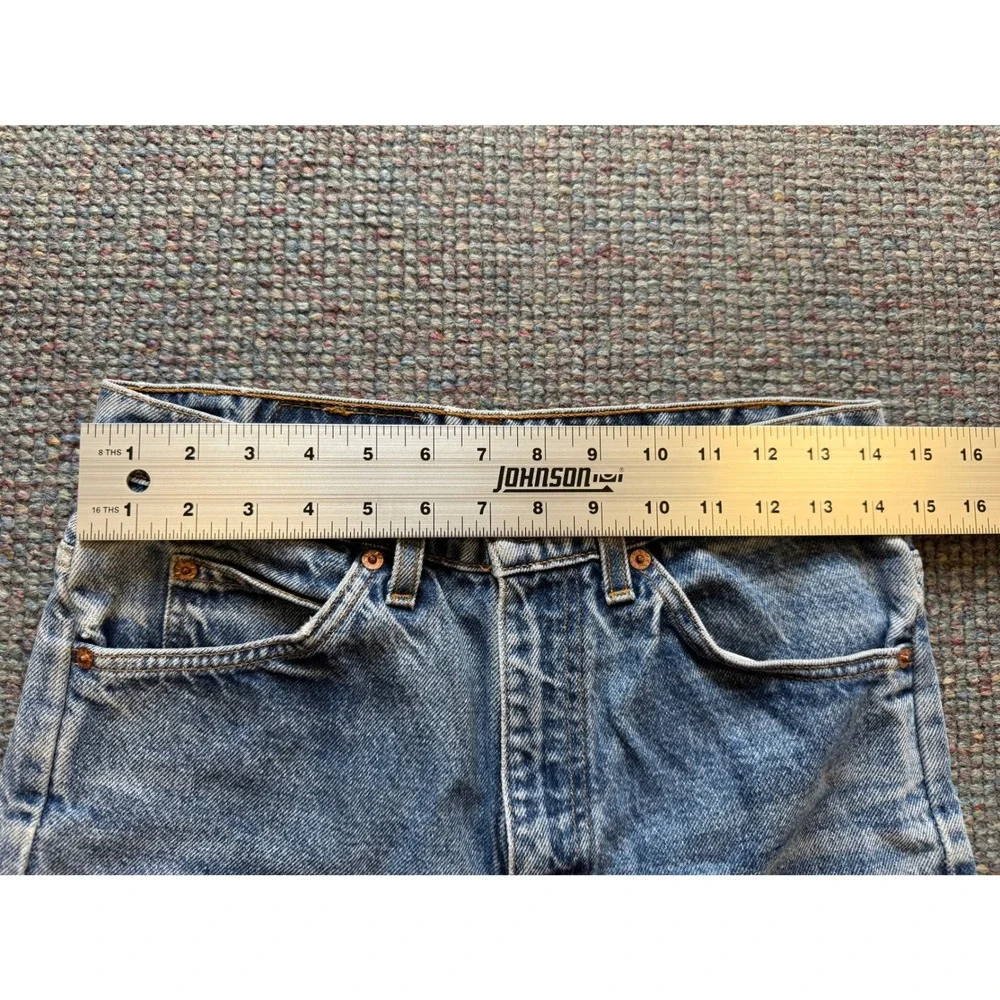 Vintage Levis 517 Orange Tab Denim Shorts Light Wash Raw Hem Cut Offs 30